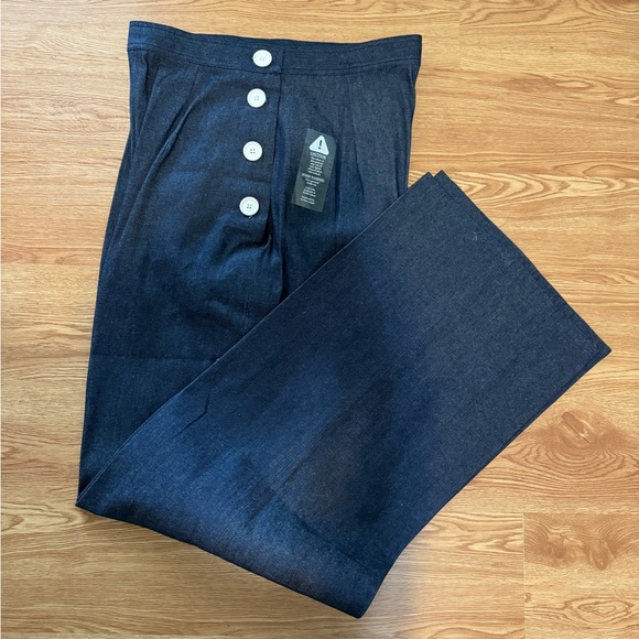 Vivien of Holloway NEW 1940s style denim slacks - waist 32 (UK 18 see chart) - Picture 2 of 6